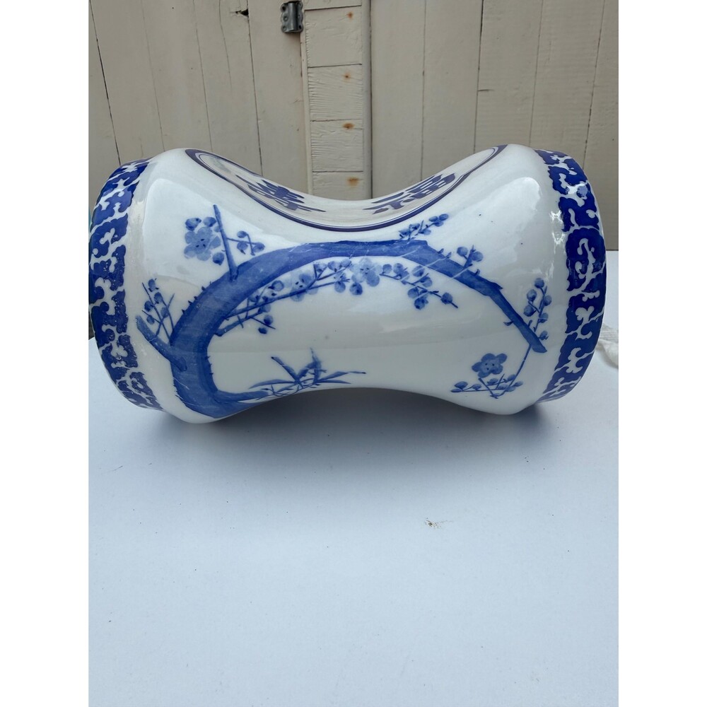 Vintage Blue and White Chinese Floral Porcelain Head Rest Opium Pillow